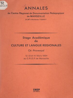 cover image of Stage académique de culture et langue régionales